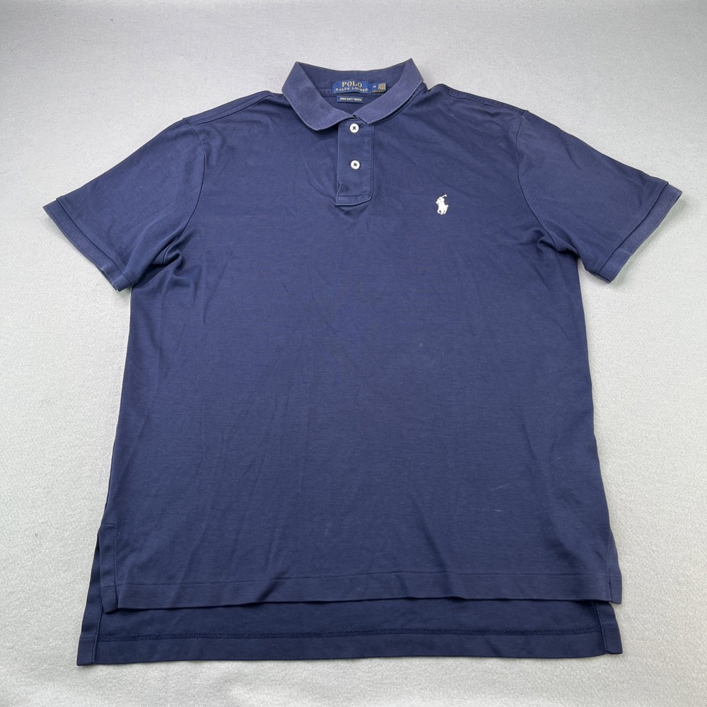 Polo Ralph Lauren Men's Medium Polo Shirt Navy Pima Soft Touch Fabric